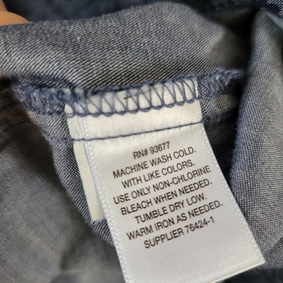 NEW Liz Claiborne XL Gingham Garden Top Blouse floral Blue Cap Sleeves pleat NWT - Picture 7 of 10